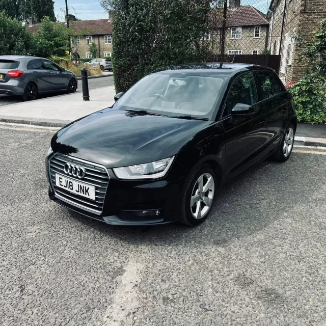 Audi A1 Sports in black colour standing on the ground