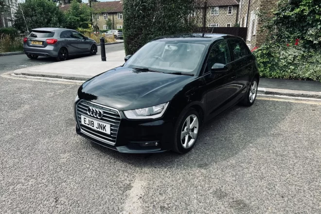 Audi A1 Sports in black colour standing on the ground