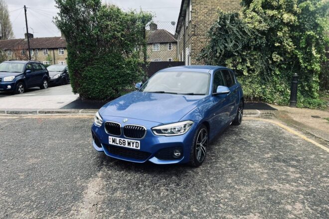 BMW 118D M Sports in Blue colour standing on the ground