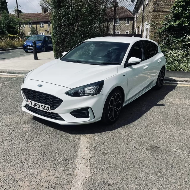 Ford Focus ST Line in White colour standing on ground