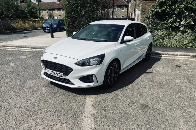 Ford Focus ST Line in White colour standing on ground