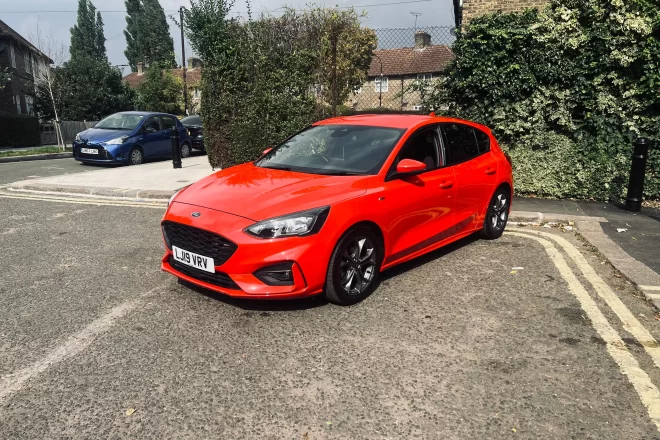 Ford Fiesta St Line in red colour standing on the ground