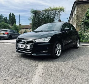 Audi A1 sports in Black colour standing on the ground